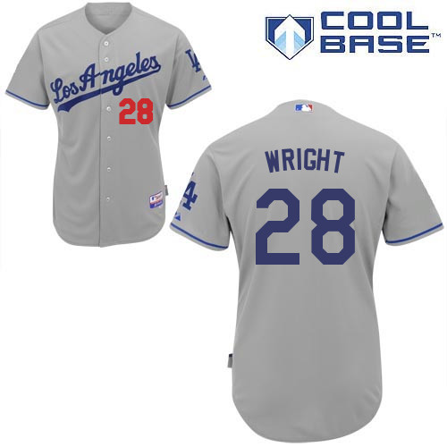 Jamey Wright #28 Youth Baseball Jersey-L A Dodgers Authentic Road Gray Cool Base MLB Jersey